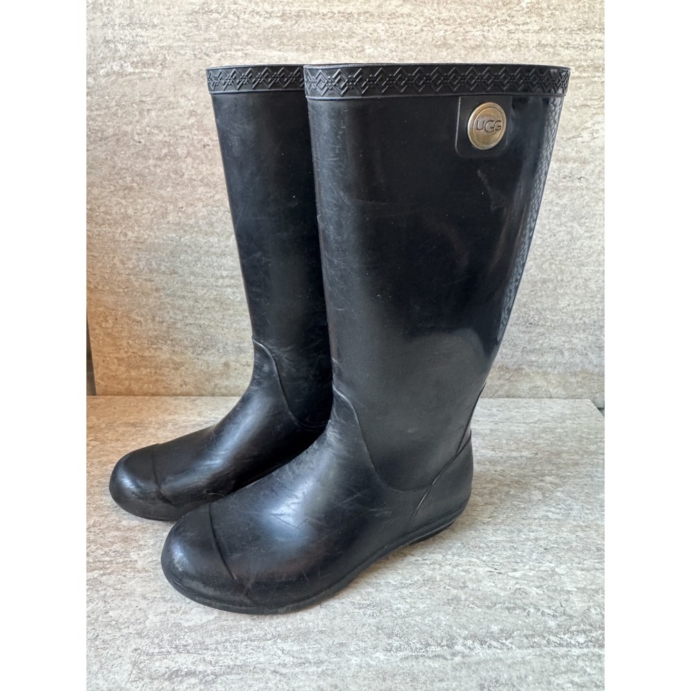 Rare‎ Vintage UGG Black Rain Boots Black Women's Size 5
